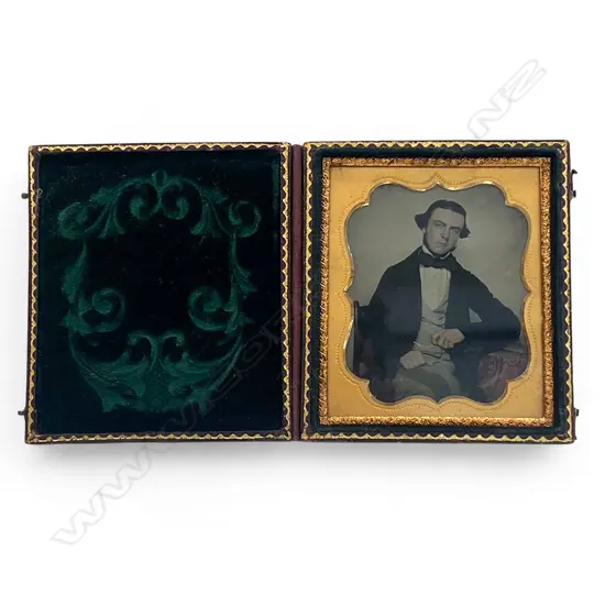 Ambrotype - Seated man with gold chain and ring,